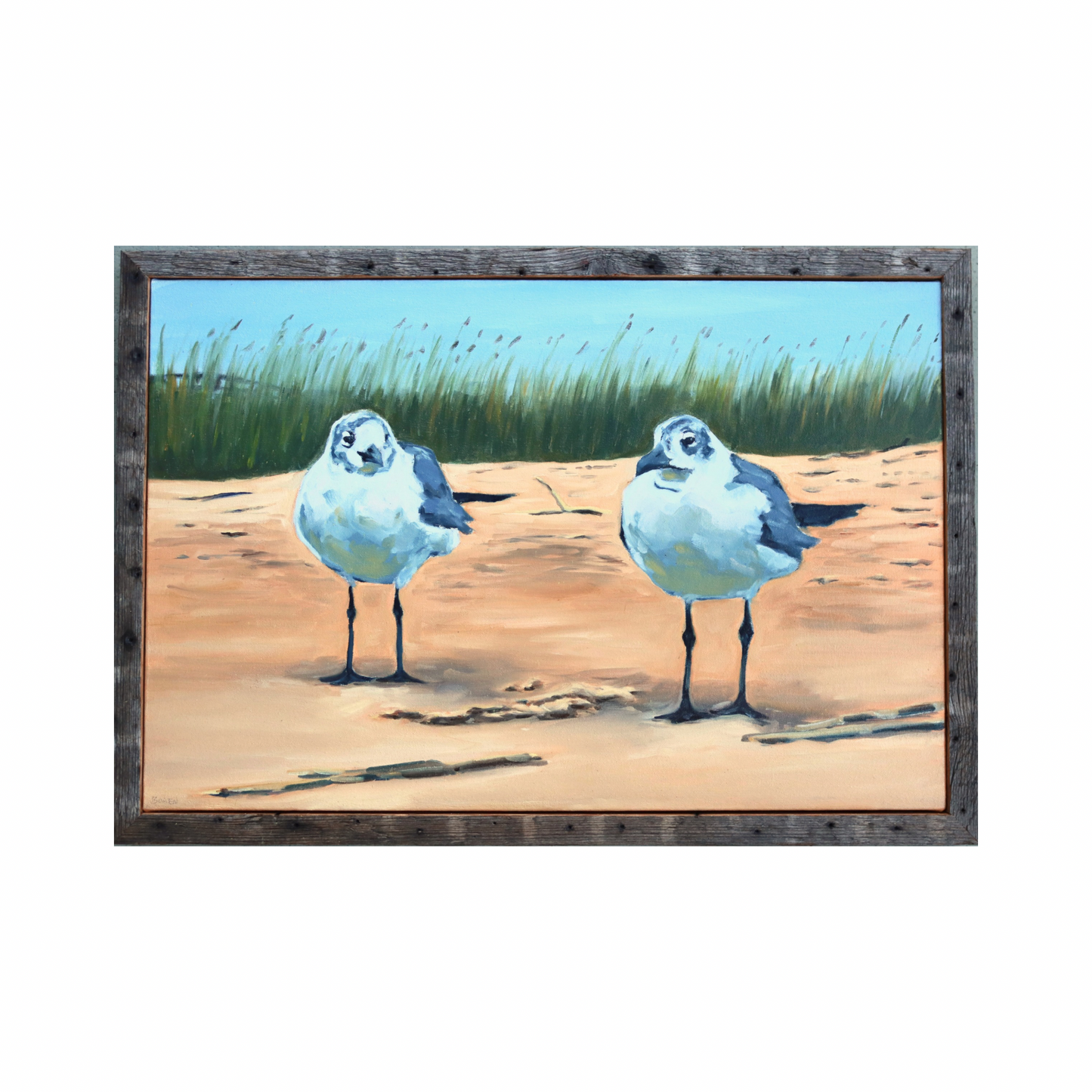 “Two Old Men” Framed Original Oil Painting on Canvas