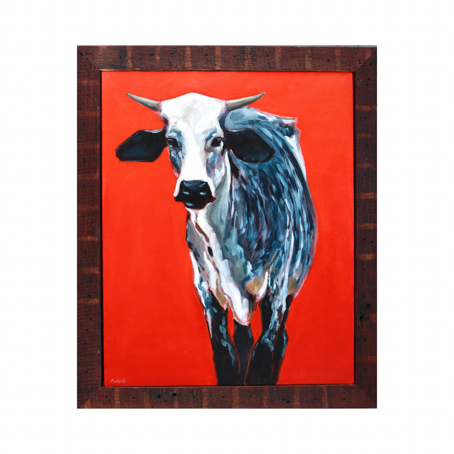 “Helen” Framed Original Oil Painting on Canvas, part of the “Gotta go, Julia. We got cows” series