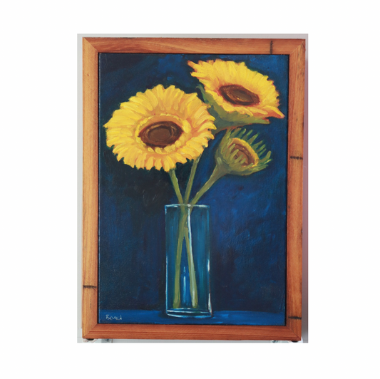 SOLD “Sunflower Still Life” (Original Oil Painting on Canvas and Framed)