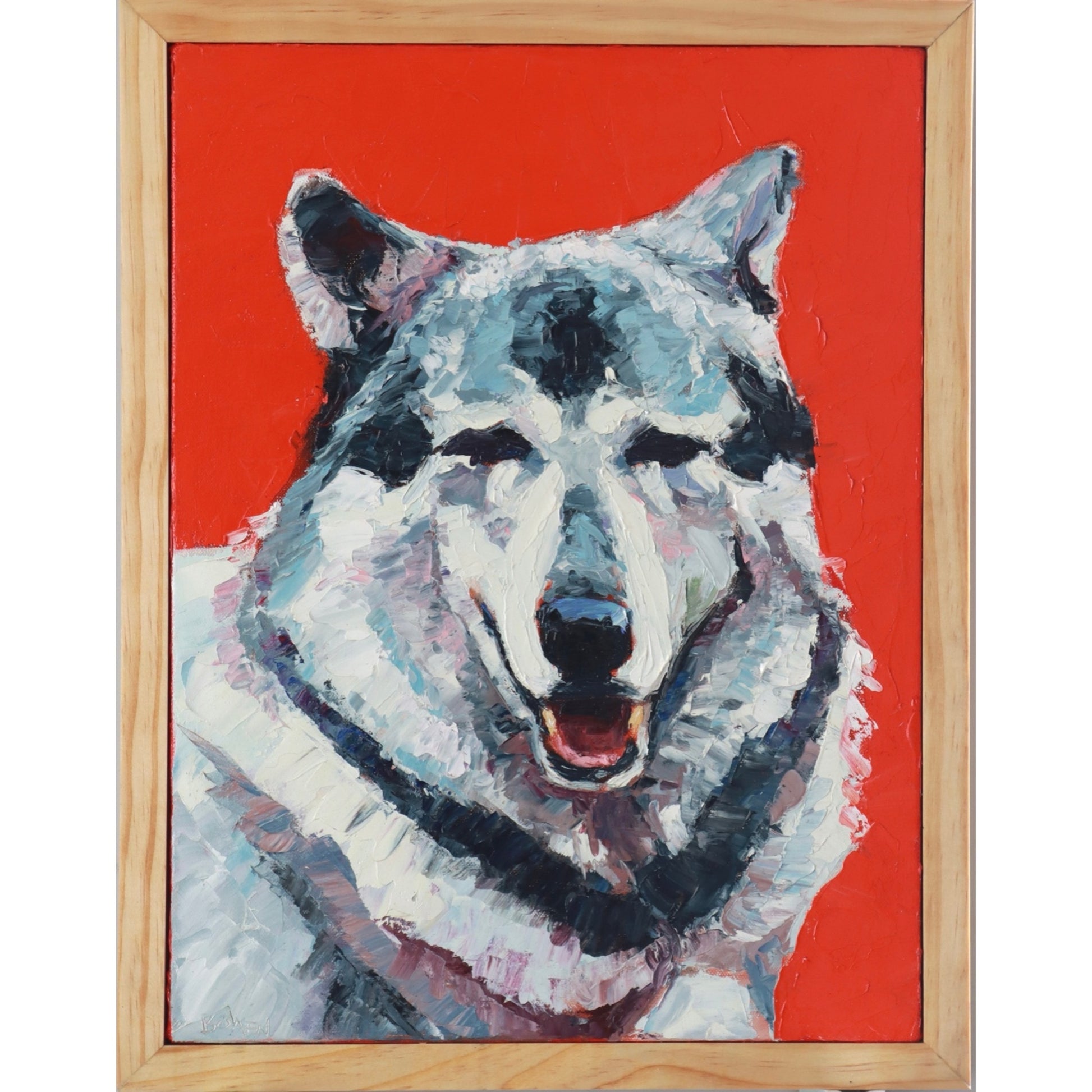 “Sunwolf” (Original Knife-Painted Oil on Canvas and Framed)