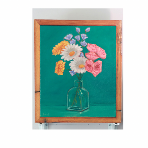 Soft Bouquet Still Life (Original Oil Painting on Canvas and Framed)