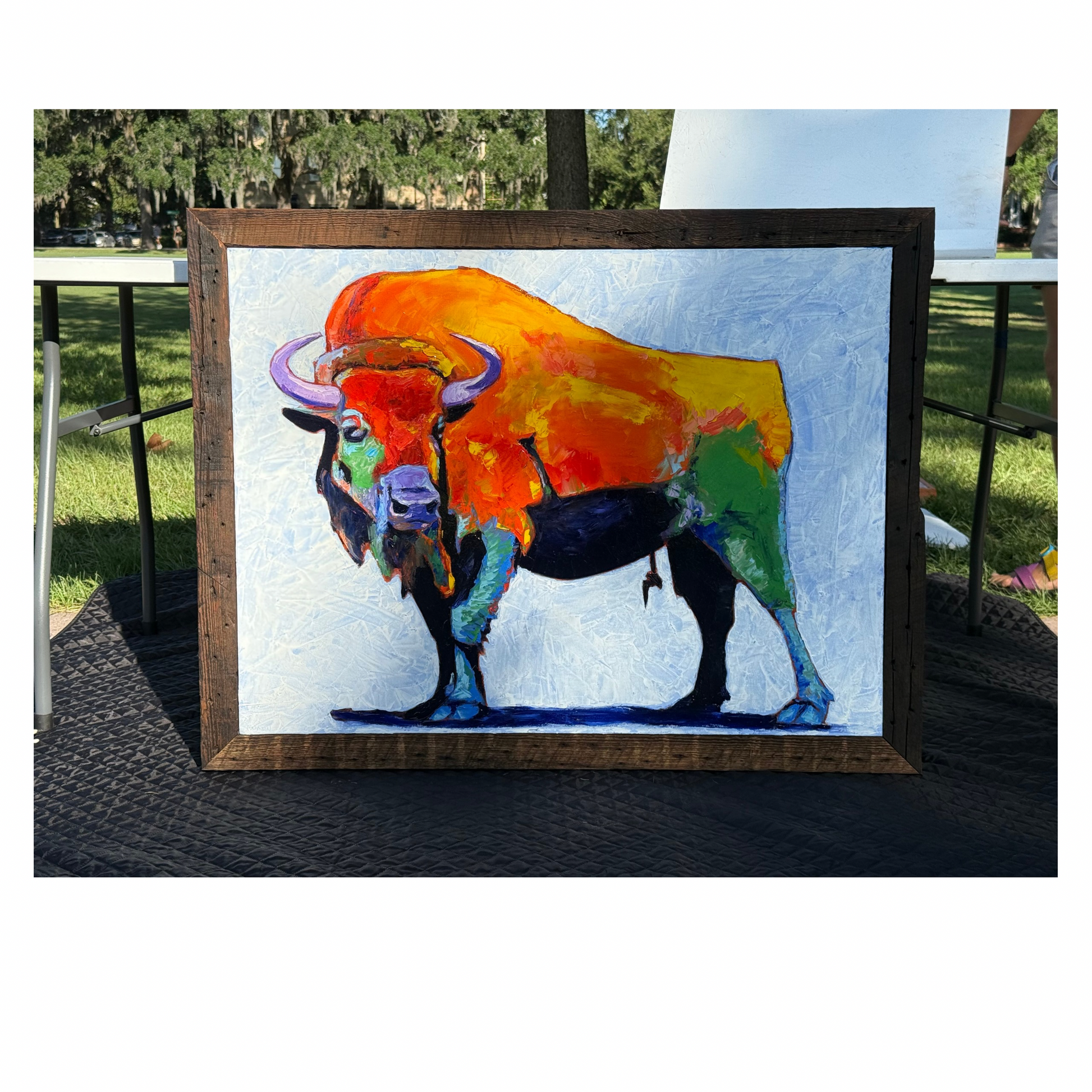 SOLD “Big Boy” (Original Knife Painted Oil Framed with Reclaimed Wood)