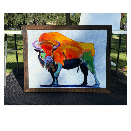 SOLD “Big Boy” (Original Knife Painted Oil Framed with Reclaimed Wood)