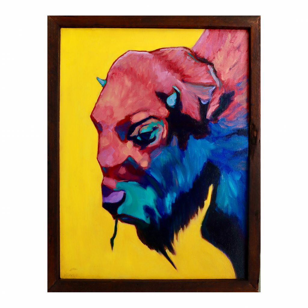 “Electric Bison” (Framed Original Oil Painting on Canvas)