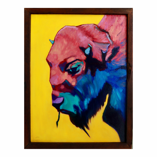 *SOLD* “Electric Bison” (Framed Original Oil Painting on Canvas)