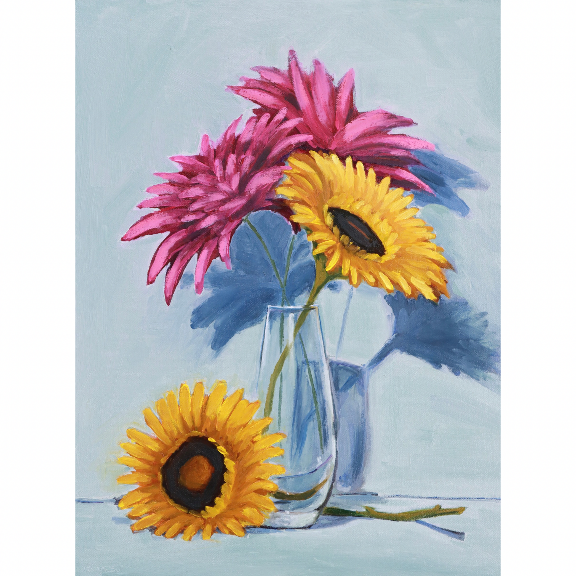 Sunflower and Dahlia Still Life (8x10 Print)