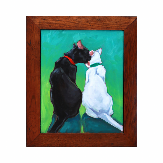“Cat Kiss” Framed Original Oil Painting on Canvas