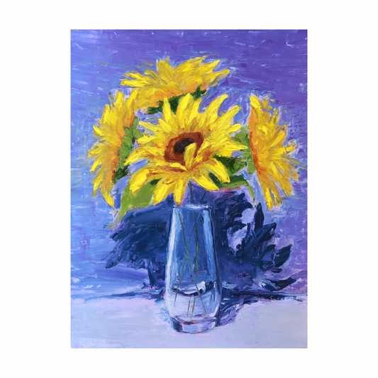 Knife-Painted Sunflower Still Life (8x10” Print)